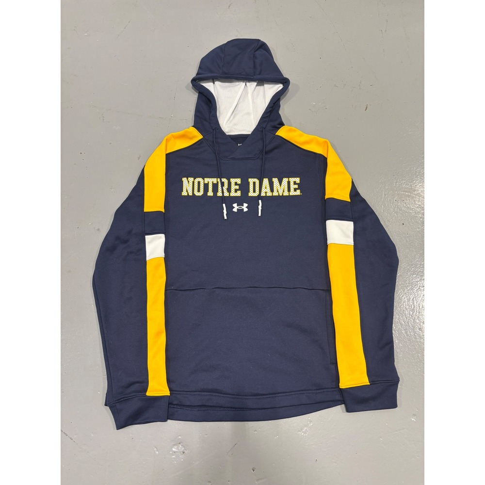 Under Armour Notre Dame Fighting Irish Hoodie Mens Large Navy Blue Gold Pullover